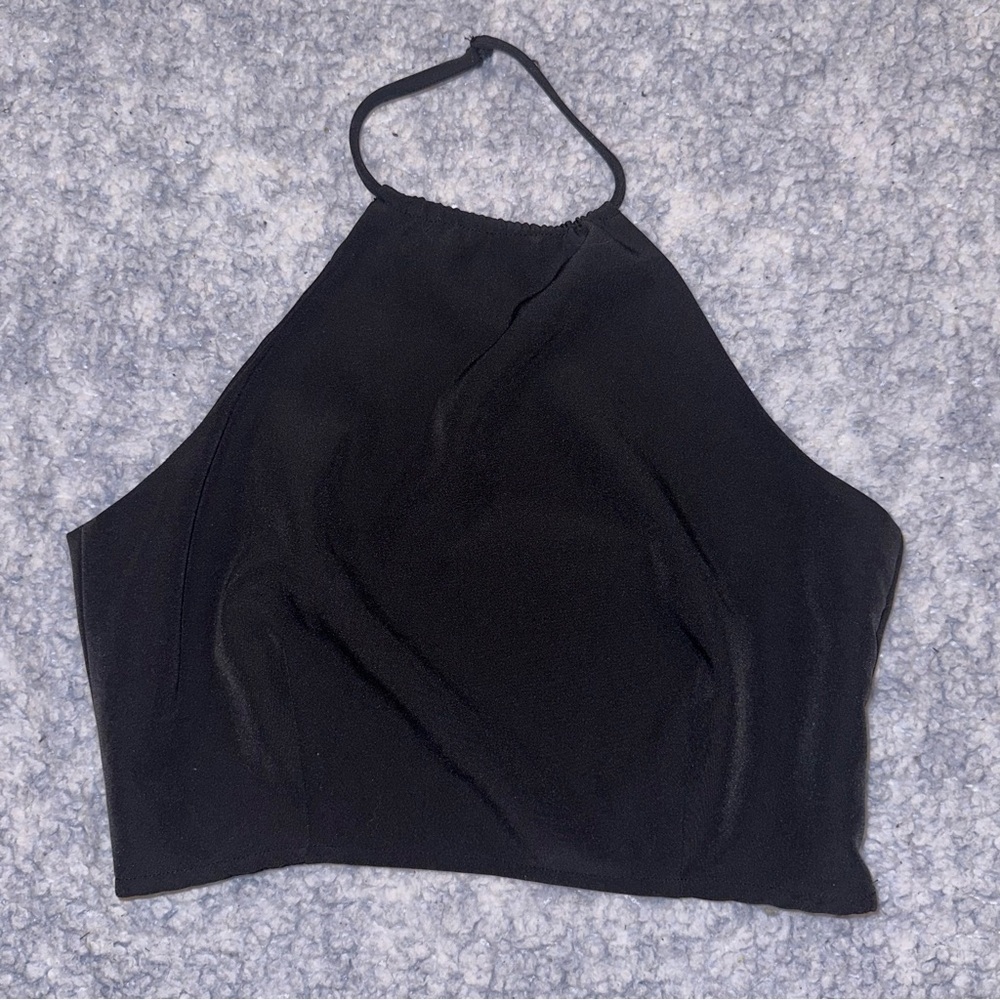 Tobi Black Halter Crop Top - Size S